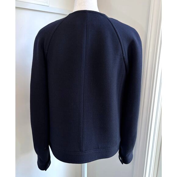 J.Crew Double Cloth Navy Blue Zip Up Jacket Size 2 Italian Wool Blazer XS Luxury - Picture 5 of 6